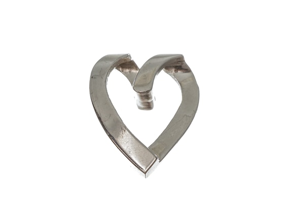 Simple 14k Solid White Gold Heart-Shaped Pendant … - image 1