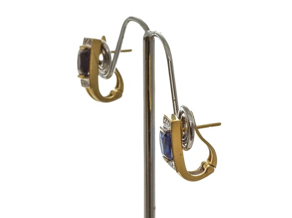 14k Yellow Gold Sapphire Earrings: Rectangle-Cut … - image 4