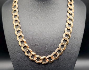 14K Solid Yellow Gold Wide Diamond-Cut Cuban Link Chain Necklace 26' - MR19