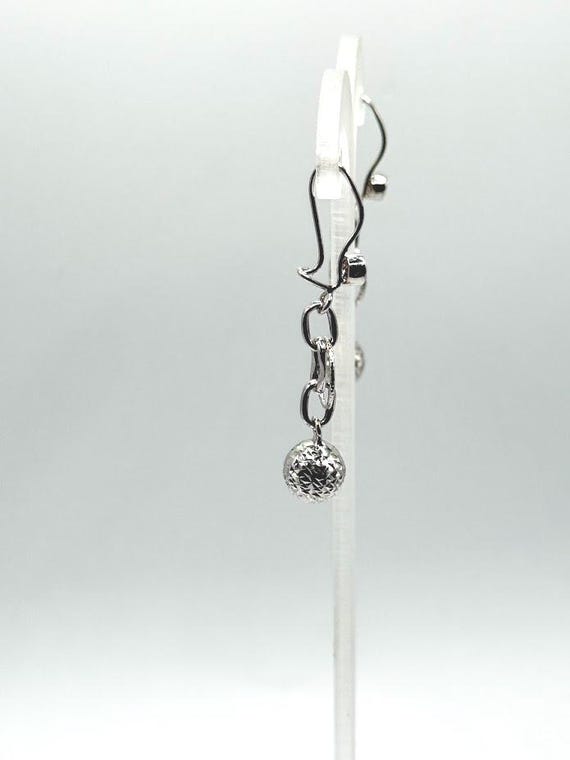 Solid 14K Gold Interlocking Ring & Textured Orb D… - image 3