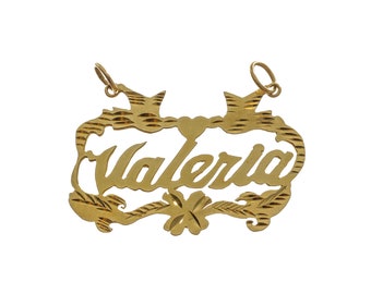 Exotic 14k Solid Gold 'Valeria' Personalized Pendant - 14k Solid Yellow Gold - P1650