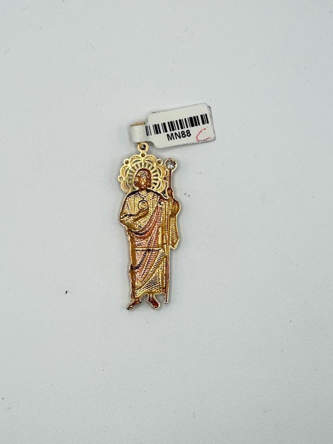 14K Solid Tri-color Gold St. Jude Thaddeus Pendant - Etsy