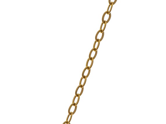 14k Solid Gold Link Chain Necklace: Heart & Ball … - image 3