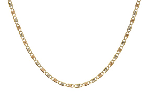 Beautiful 14k Solid Gold Three tone Gucci Chain Necklace 22 14k