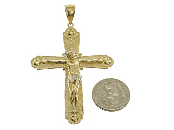 Elegant Two-Tone Jesus Cross Pendant- 14k Solid Y… - image 9