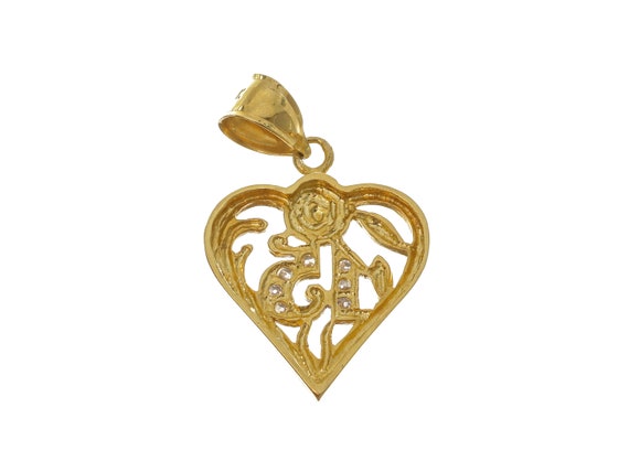 Charming 14k Solid Gold Two-Tone '15' Heart-Shape… - image 2