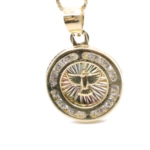 Dainty 14K Three Tone Round Fashion Pendant - 14K Gold - LS24, LS23