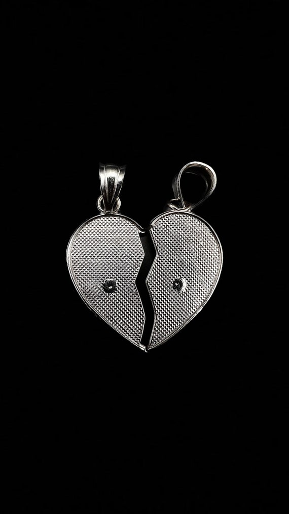 14k White Gold Split Heart Pendant - 'Te Amo' Two… - image 2
