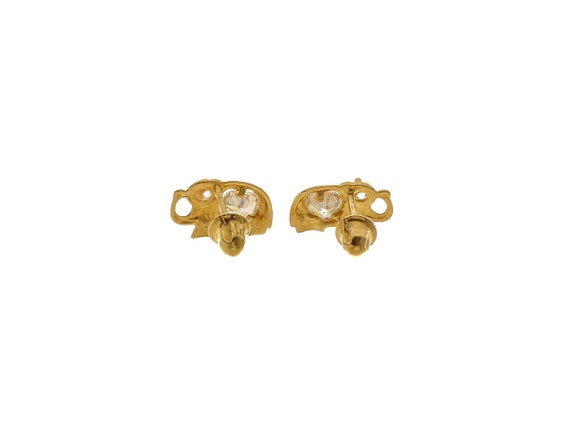 Adorable 14k Solid Gold Elephant Design Stud Earr… - image 3