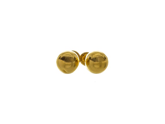 Simple 14k Solid Gold Small Dot Stud Earrings - 1… - image 1