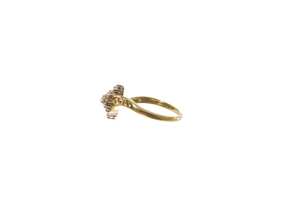 14k Yellow Gold Diamond Pave Ring - Twisted Design - image 2