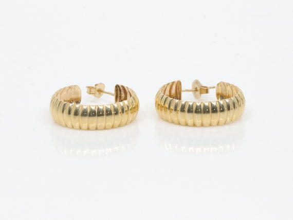 Vintage Fashion 10K Yellow Gold Push-Back Earring… - image 3