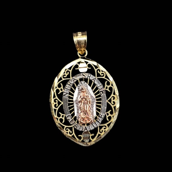 Vintage 14Karat 3 Tone Virgen De Guadalupe Religi… - image 1