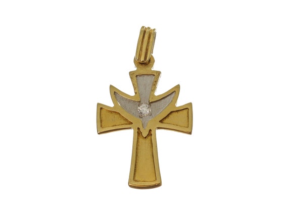 Vintage Accessory Religious Cross on Two-Tone 14k… - image 1