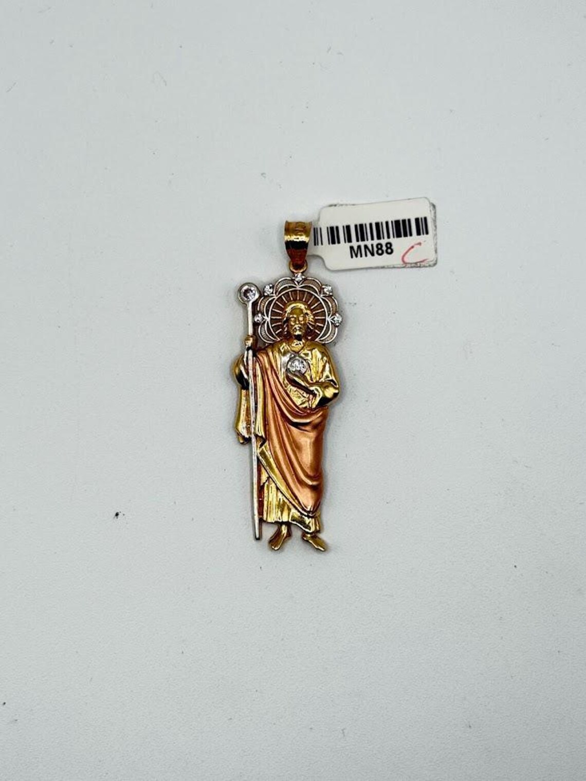 14K Solid Tri-color Gold St. Jude Thaddeus Pendant - Etsy