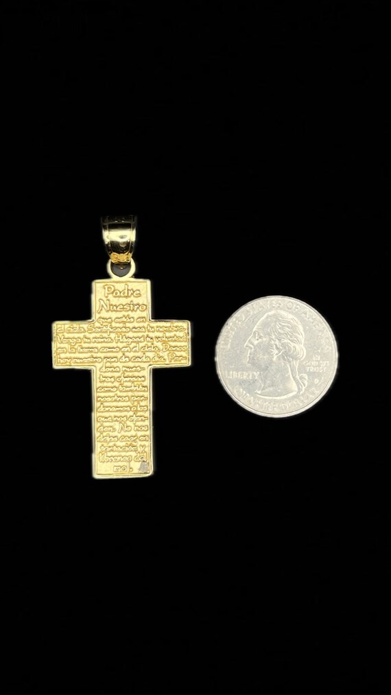 Padre Nuestro Prayer 14K Solid Gold Cross Religio… - image 5