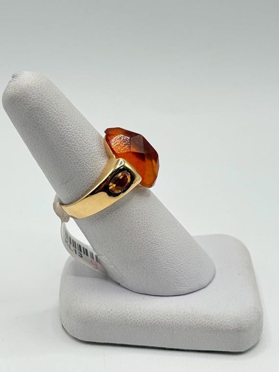 14K Solid Gold Citrine Statement Ring | Vintage R… - image 2