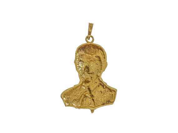 14k Solid Gold Malverde Pendant - Religious Charm - image 2