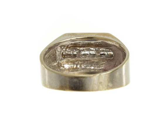 Unisex Vintage Jewelry White Gold Signet Ring Wit… - image 4