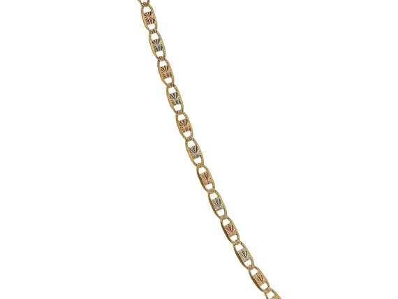Beautiful 14k Solid Gold Three tone Gucci Chain Necklace 22 14k