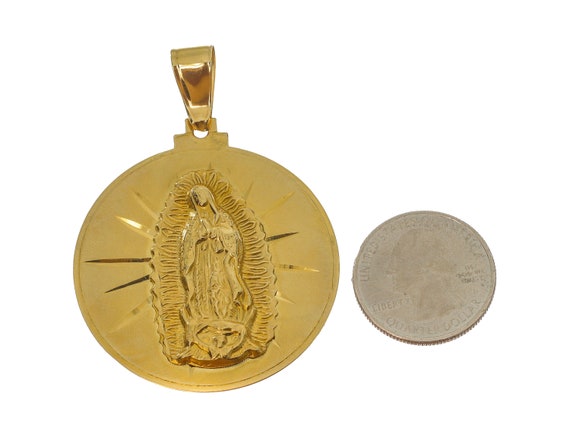 Classic 14k Solid Gold Mother Mary 3D crafted Cir… - image 4