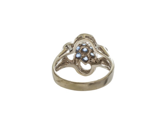 14k White Gold Blue Gemstone Flower Ring - Size 7… - image 3