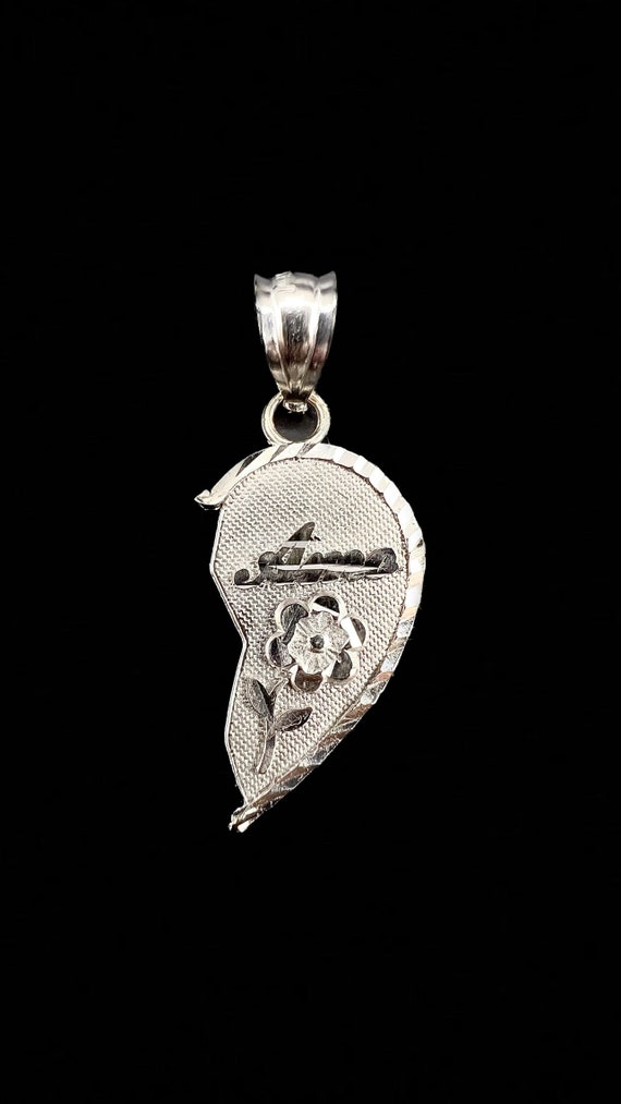 14k White Gold Split Heart Pendant - 'Te Amo' Two… - image 4