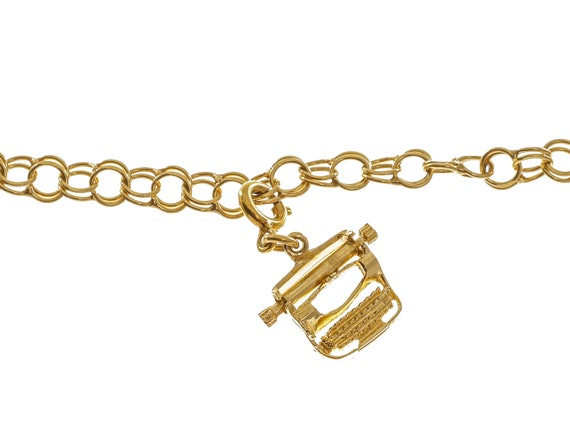 Appealing 14k Solid Gold Bell Charm Double Link C… - image 3