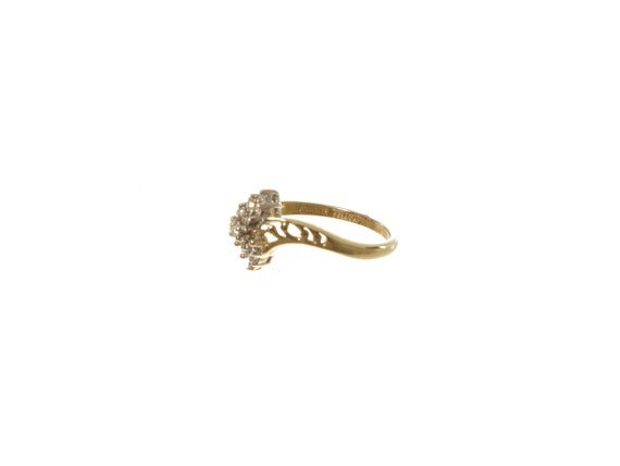 14k Yellow Gold Diamond Pave Ring - Twisted Design - image 6