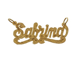 Simple Design 14k Solid Gold &#39;Sabrina&#39; Personalized Pendant - 14k Solid Yellow Gold - P1649