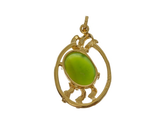 Fine Women's 14k Solid Gold Green Opal Pendant - … - image 2