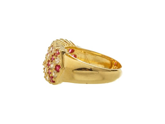 Sparkling 14k Solid Gold Red & White Gemstones Fa… - image 2