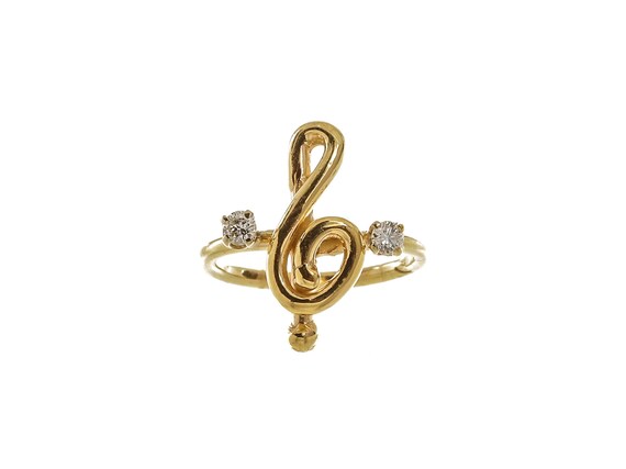 14k Solid Gold Music Note Ring - Size 2 3/4 - image 1