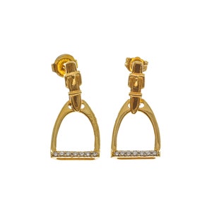 Vintage 14k Solid Gold Genuine Diamonds Classic Design Dangle Drop Earrings - 14k Solid Yellow Gold DIA - 703AM