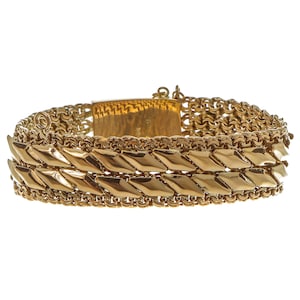 Vintage Exotic Design Chain Bracelet crafted in 10k Solid Gold 7&quot; - 10k Solid Yellow Gold - JR93