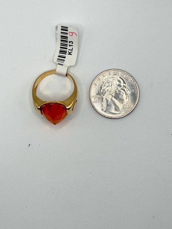 14K Solid Gold Citrine Statement Ring | Vintage R… - image 4