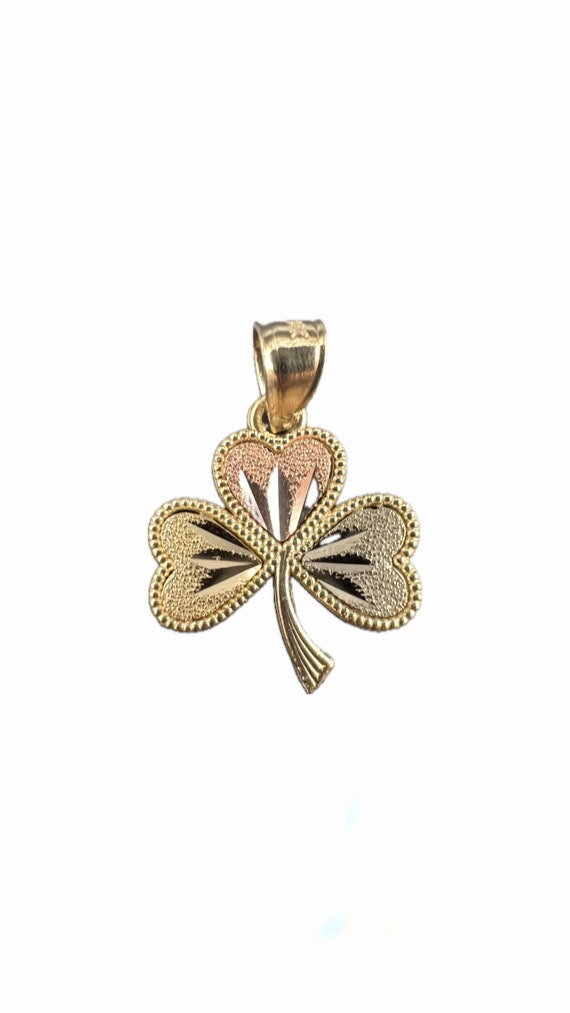 Gorgeous 14k Solid Gold Three-Tone Clover Pendant-