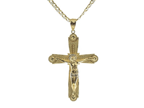 Elegant Two-Tone Jesus Cross Pendant- 14k Solid Y… - image 8