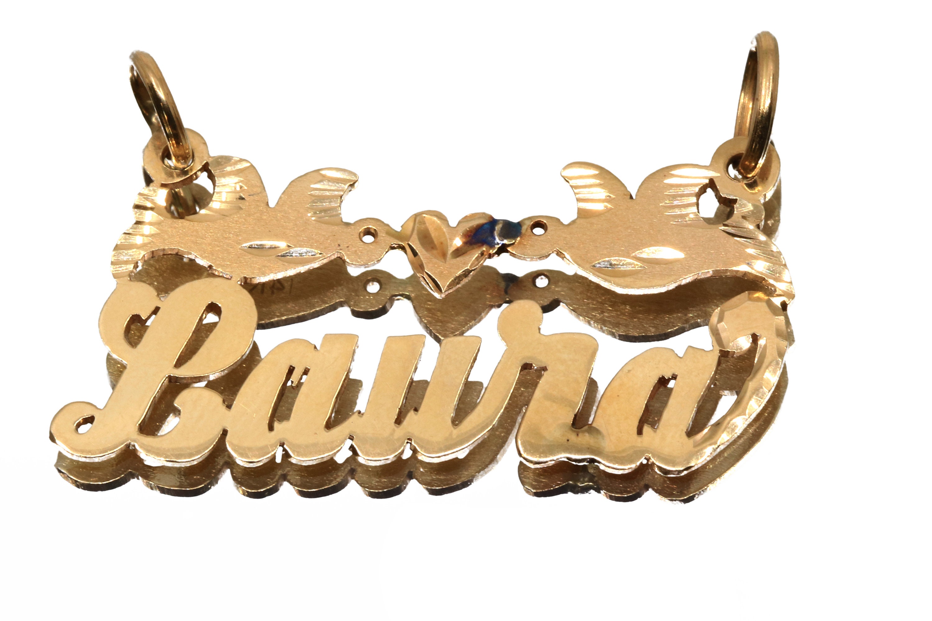 Vintage 14Karat Solid Yellow Gold Personalized ID Name Pendant "Laura" - 14K Yellow Gold - LO85