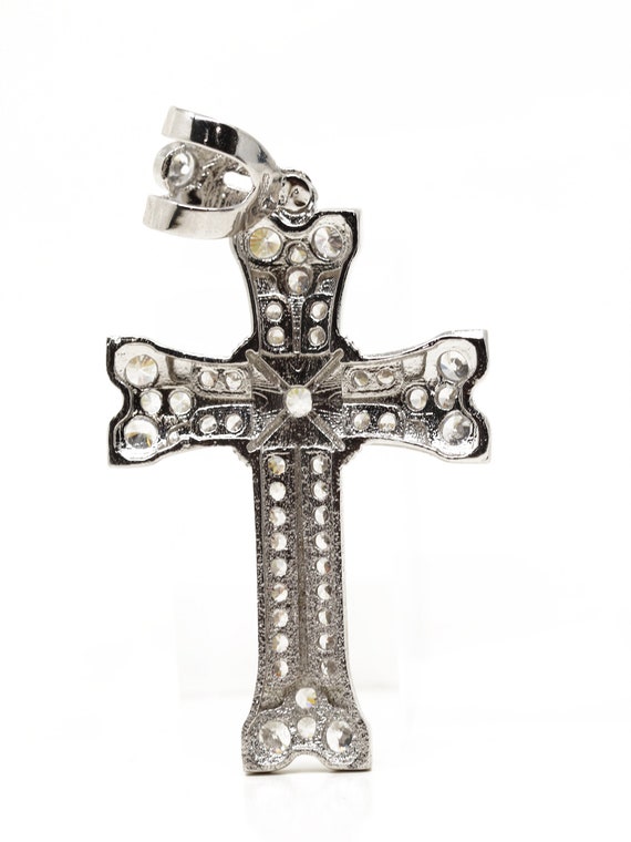 Fashion Silver Cross Pendant with Cubic Zirconia … - image 2