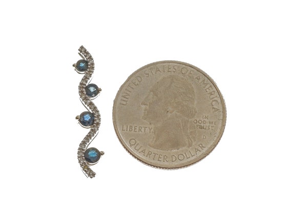 14k White Gold Blue Gemstone Pendant - Chic Design - image 4
