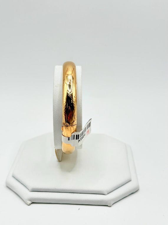 Lovely 14k Solid Gold Design Bangle Bracelet - 14… - image 1