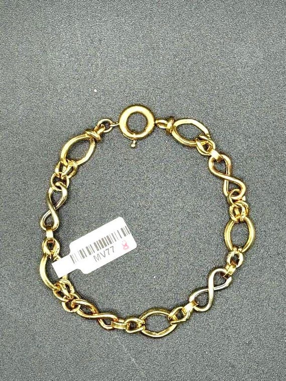 14K Solid Gold Infinity Symbol Link Bracelet 7.5"… - image 4