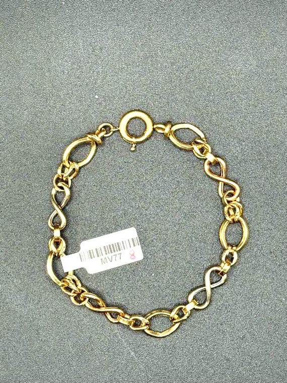 14K Solid Gold Infinity Symbol Link Bracelet 7.5"… - image 1