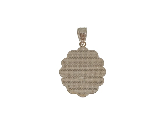14k White Gold Oval Religious Pendant - Solid Gold - image 2