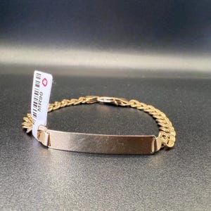 Vintage ID Bar Link Bracelet - 14k Yellow Solid Gold - MR90 /  O