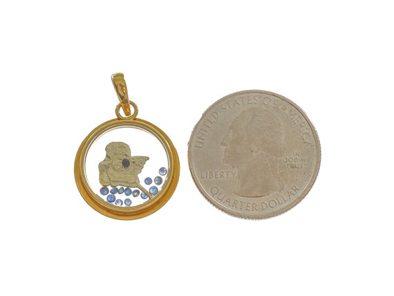 14k Two-Tone Gold Angel Pendant – Round Celestial… - image 4