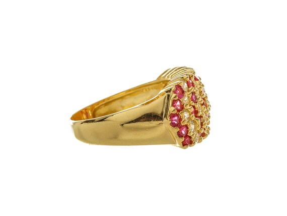 Sparkling 14k Solid Gold Red & White Gemstones Fa… - image 4