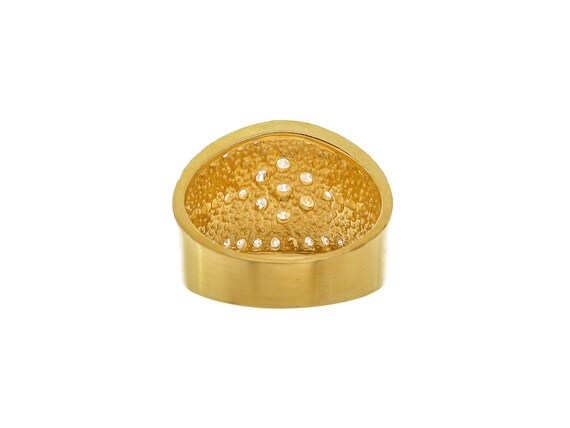 14k Solid Gold Cubic Zirconia Flower Signet Ring … - image 3