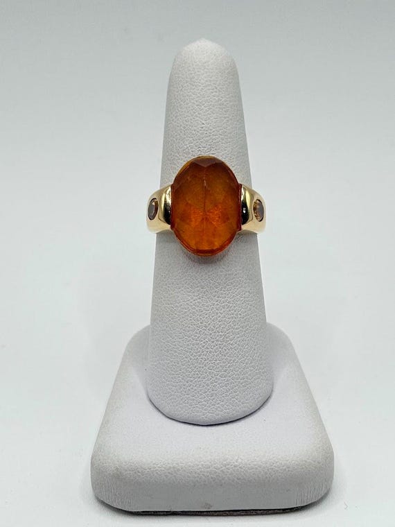 14K Solid Gold Citrine Statement Ring | Vintage R… - image 1